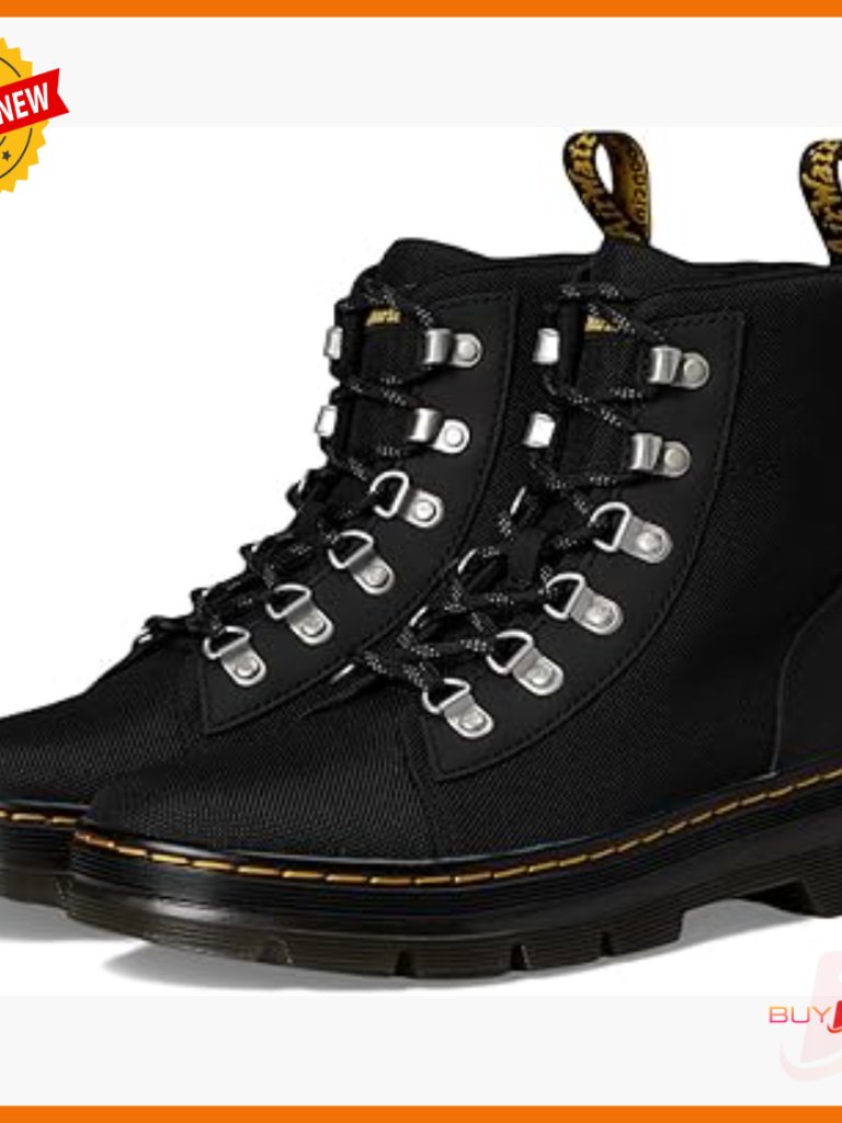 Leather Combat Boots Ankle Height Lace-Up Round Toe Block Heel